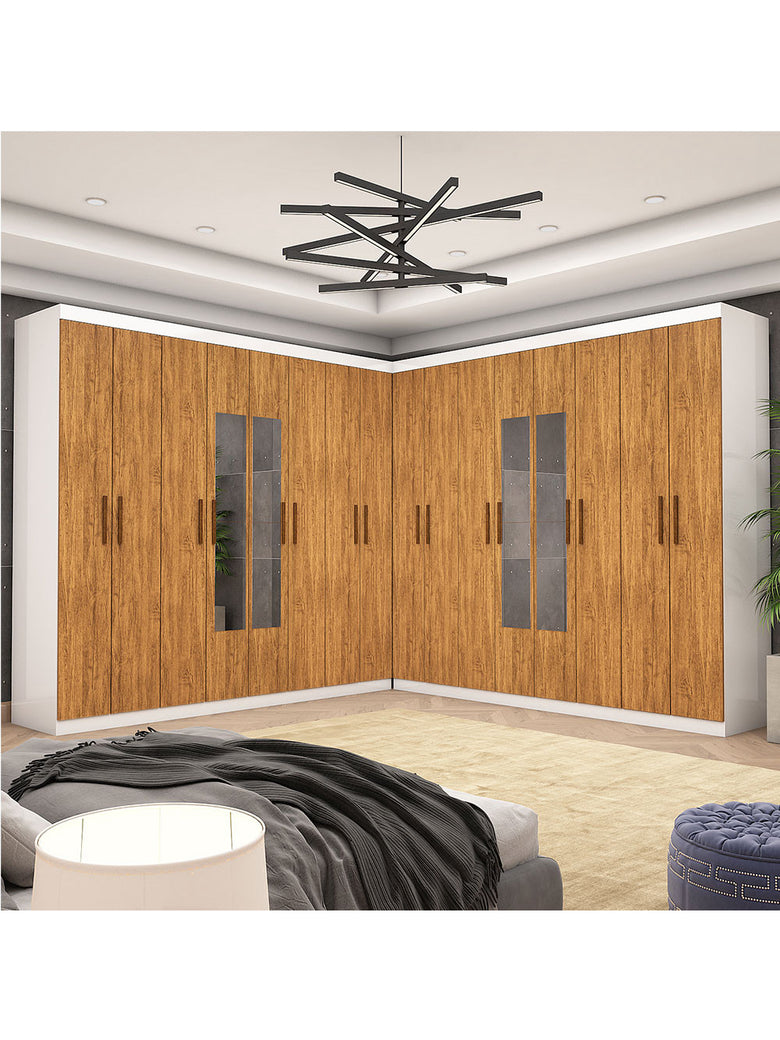 Closet Casal Duplo Rubi Premium 16 Portas com Espelho 8 Gavetas Carioca Móveis