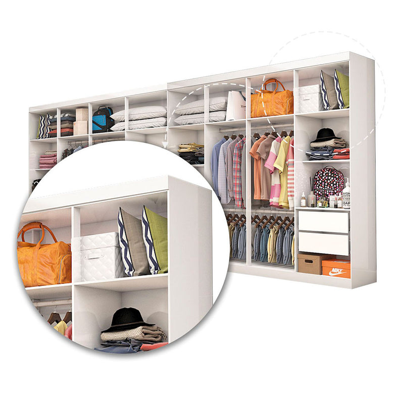 Closet Casal Duplo Rubi Premium 16 Portas com Espelho 8 Gavetas Carioca Móveis