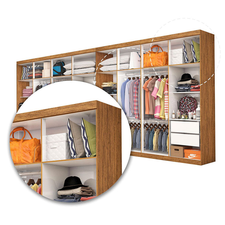 Closet Casal Duplo Rubi Premium 16 Portas com Espelho 8 Gavetas Carioca Móveis