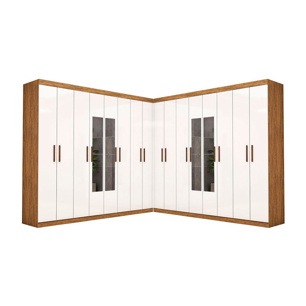 Closet Casal Duplo Rubi Premium 16 Portas com Espelho 8 Gavetas Carioca Móveis