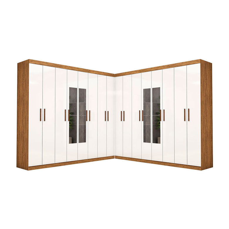 Closet Casal Duplo Rubi Premium 16 Portas com Espelho 8 Gavetas Carioca Móveis