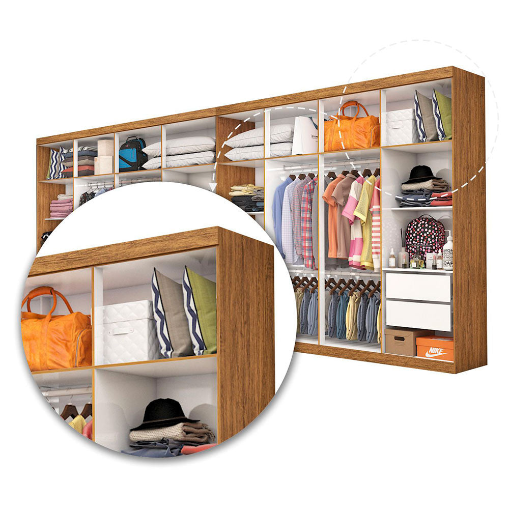 Closet Casal Duplo Rubi Premium 16 Portas Plus 8 Gavetas Carioca Móveis