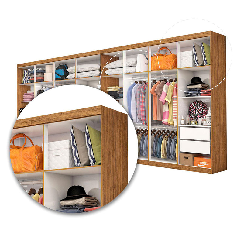 Closet Casal Duplo Rubi Premium 16 Portas Plus 8 Gavetas Carioca Móveis