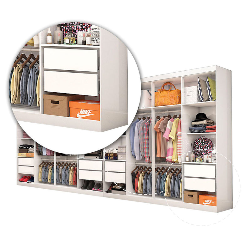 Closet Casal Duplo Rubi Premium 16 Portas Plus 8 Gavetas Carioca Móveis