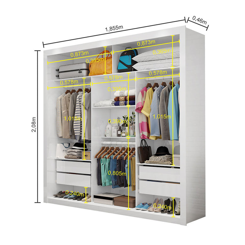 Closet Casal Clarice 4 Gavetas Carioca Móveis