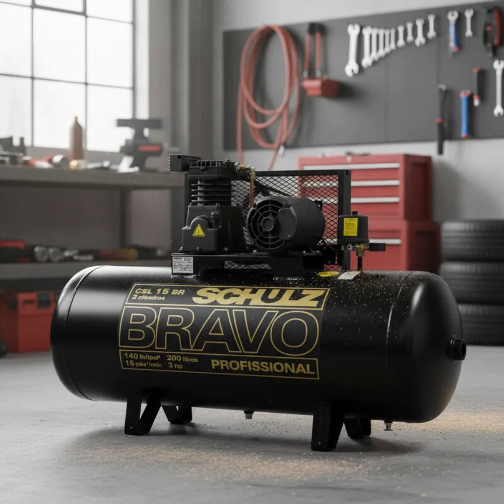 Compressor Schulz CSL 15 Bravo 200 Litros 140 Libras 3 cv Trifásico