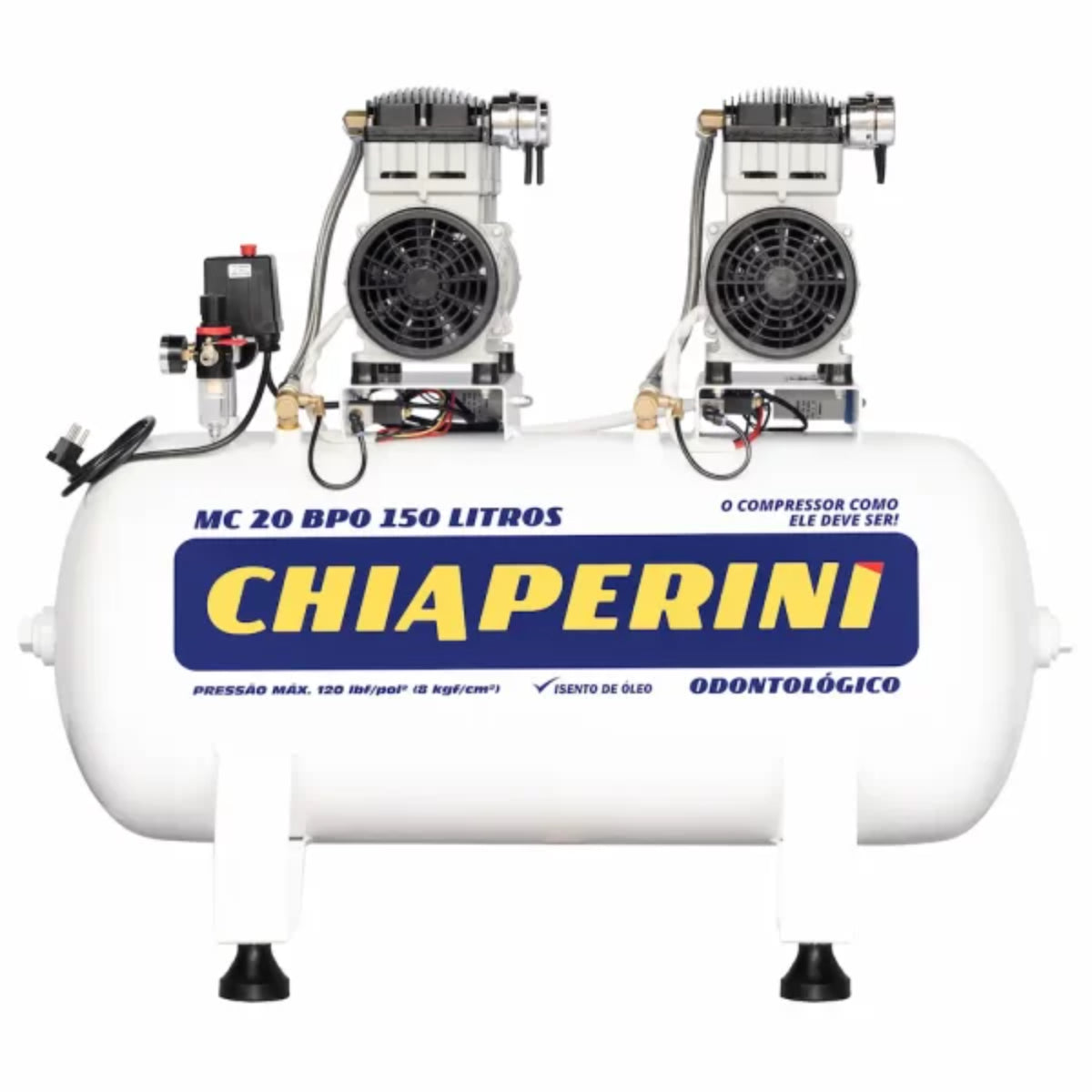 Compressor Chiaperini Mc 20bpo 150l 120lbs 4cv Mono Sem Óleo