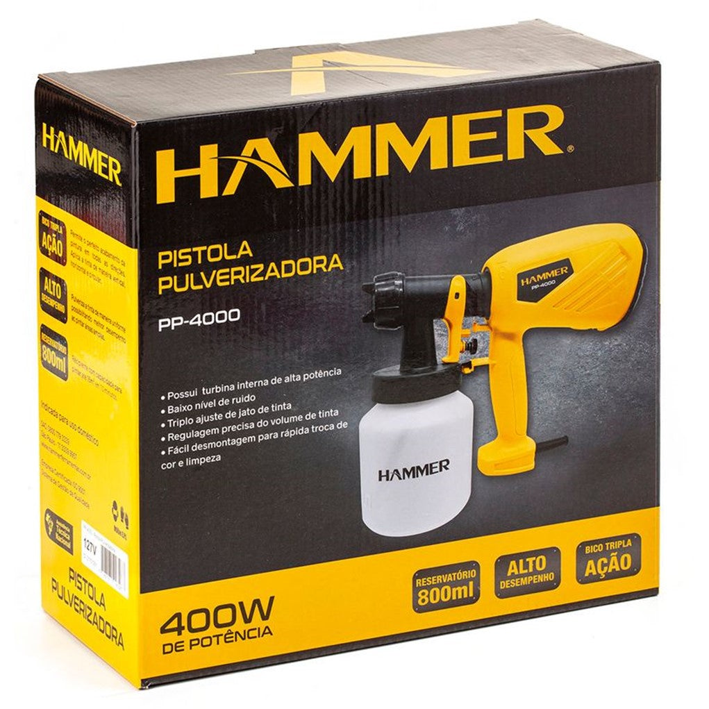 Pistola Pulverizadora Hammer PP4000 400W Caneca 800 ml 110V