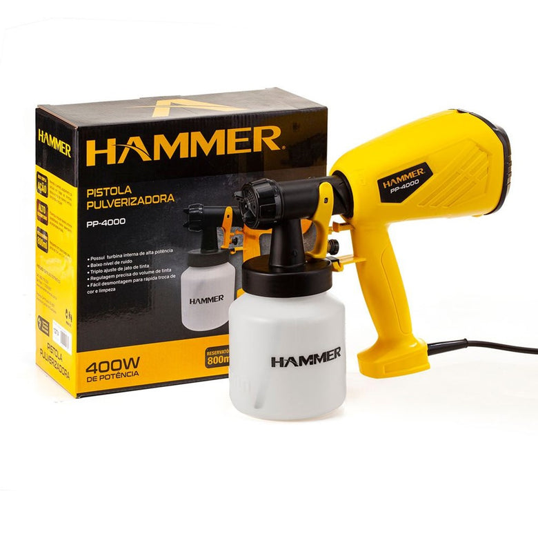 Pistola Pulverizadora Hammer PP4000 400W Caneca 800 ml 220V