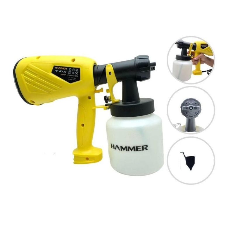 Pistola Pulverizadora Hammer PP4000 400W Caneca 800 ml 220V