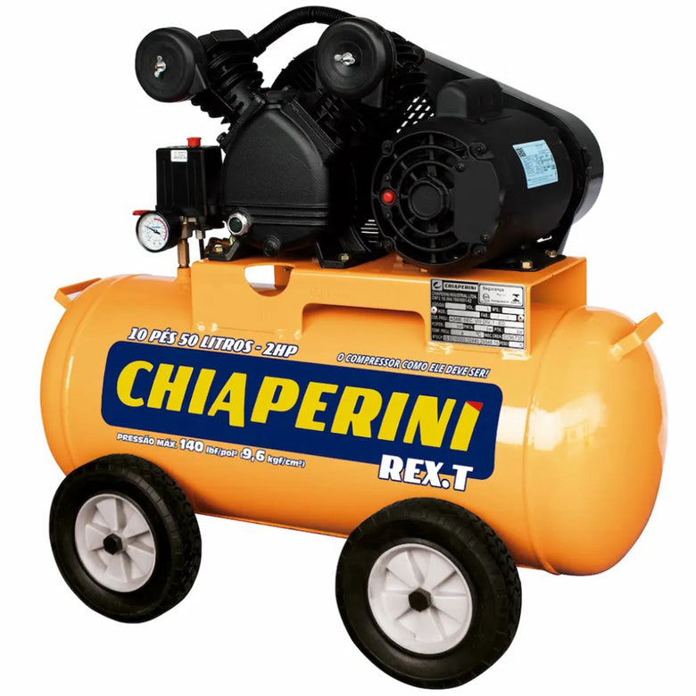 Compressor Chiaperini Rex.T 10 50 Litros Monofásico 140 Psi 1526 Rpm