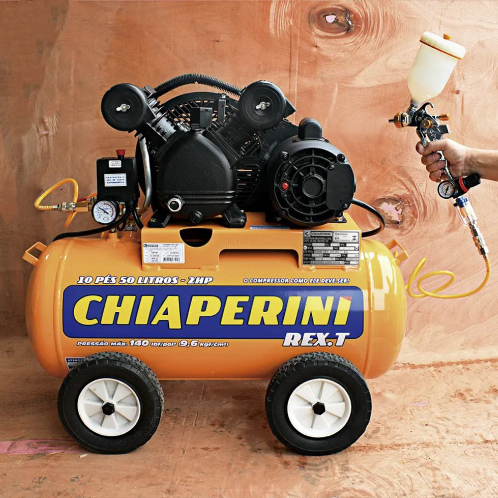 Compressor Chiaperini Rex.T 10 50 Litros Monofásico 140 Psi 1526 Rpm