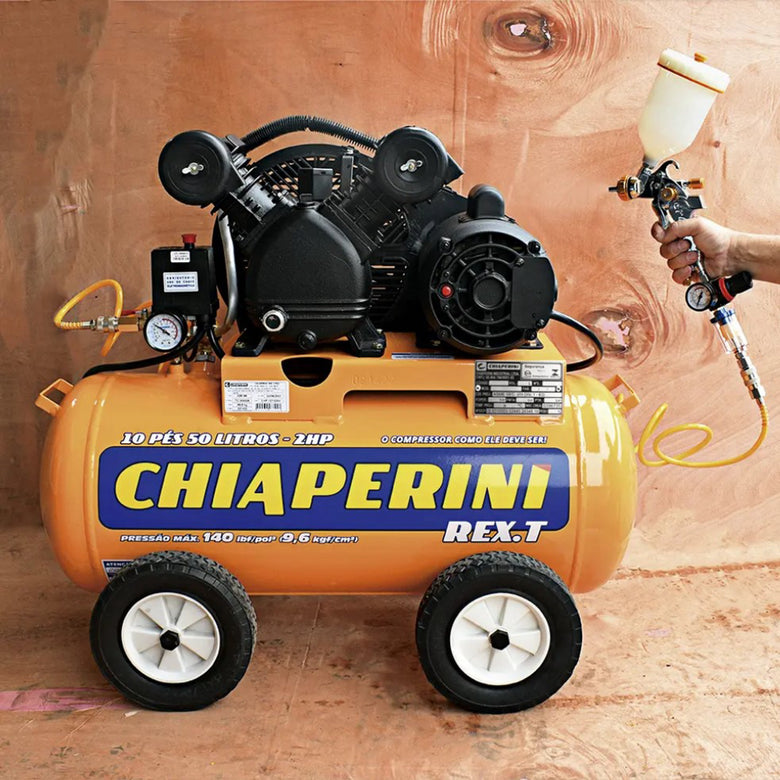 Compressor Chiaperini Rex.T 10 50 Litros Monofásico 140 Psi 1526 Rpm