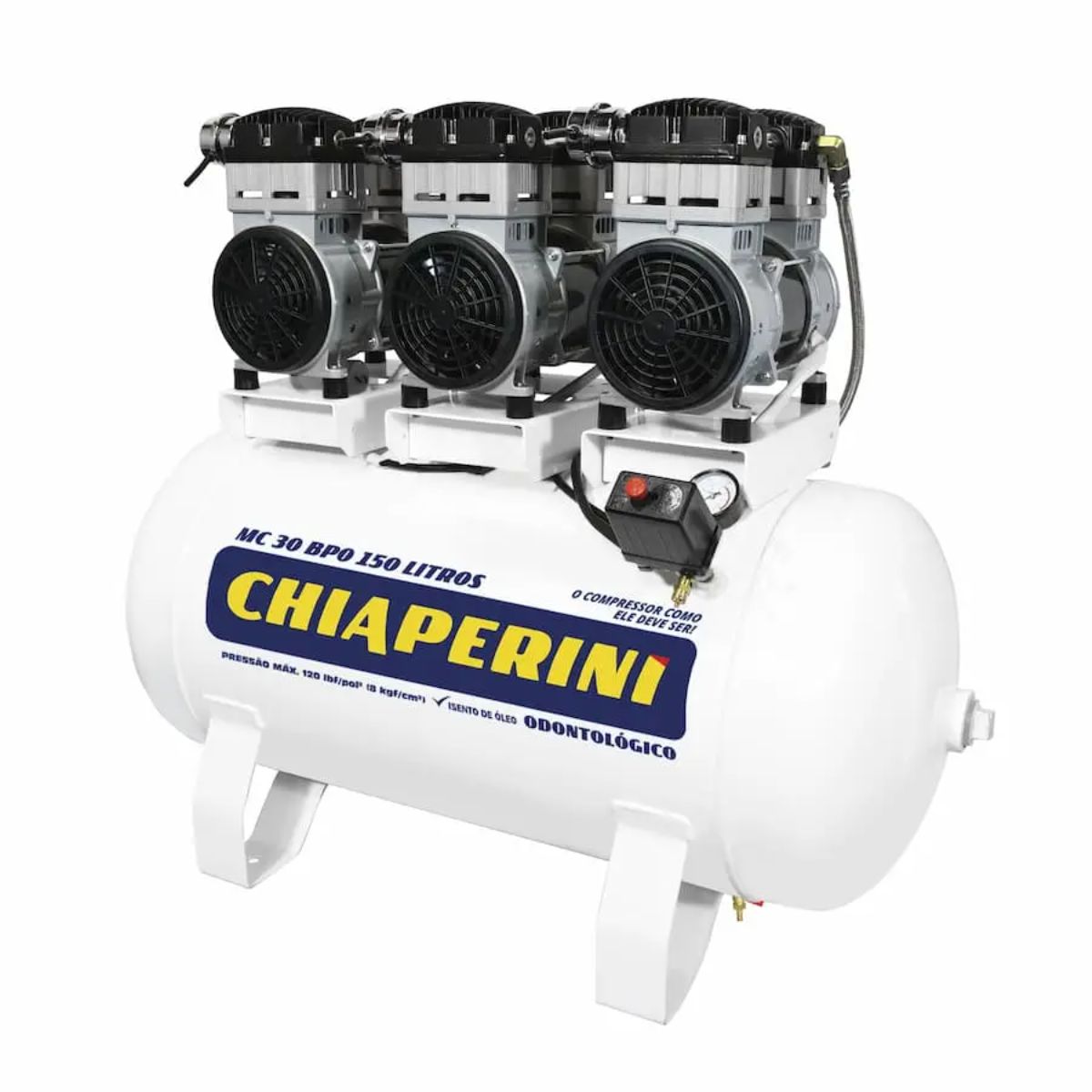 Compressor Chiaperini MC 30 BPO 150 Litros 6 cv Monofásico Isento de Óleo