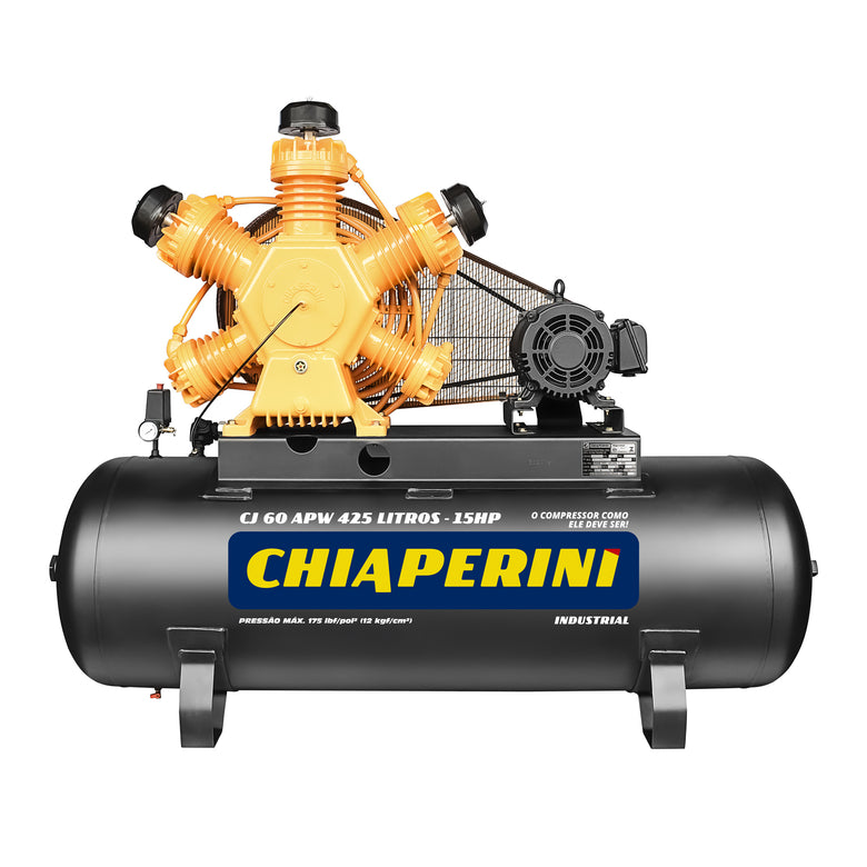Compressor Chiaperini Cj60Apw/425 Lts 15 Cv 220/380V Trif. 175 Psi/12.3 Bar Motor Ip21 Intermitente