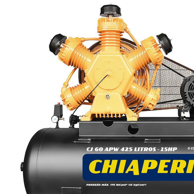 Compressor Chiaperini Cj60Apw/425 Lts 15 Cv 220/380V Trif. 175 Psi/12.3 Bar Motor Ip21 Intermitente
