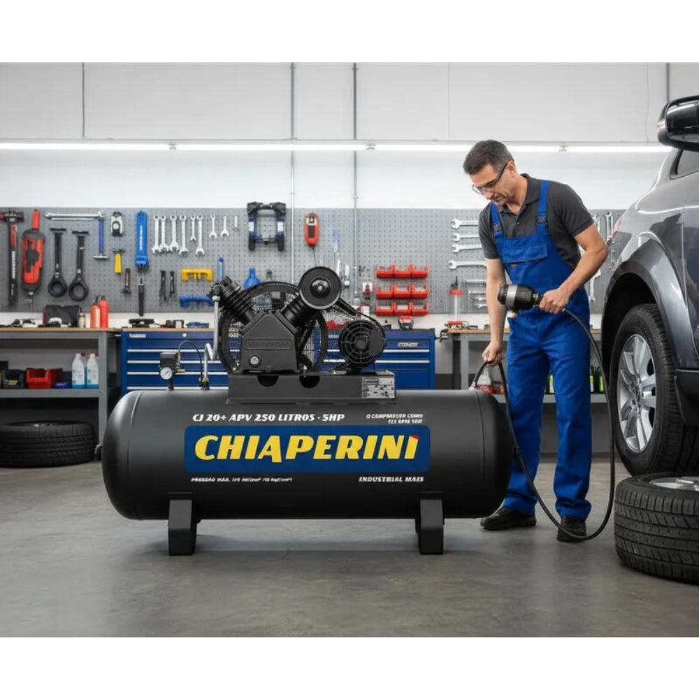 Compressor Chiaperini CJ 20+ APV 250 Litros 175 Libras 5 cv Trifásico
