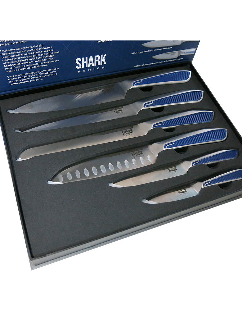 Conjunto de Facas Ichef Polishop - Shark Series - Professional Cut - Inox