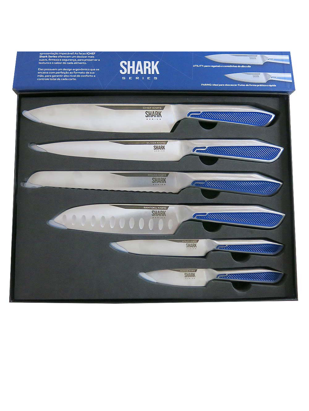 Conjunto de Facas Ichef Polishop - Shark Series - Professional Cut - Inox