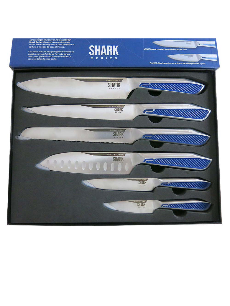 Conjunto de Facas Ichef Polishop - Shark Series - Professional Cut - Inox