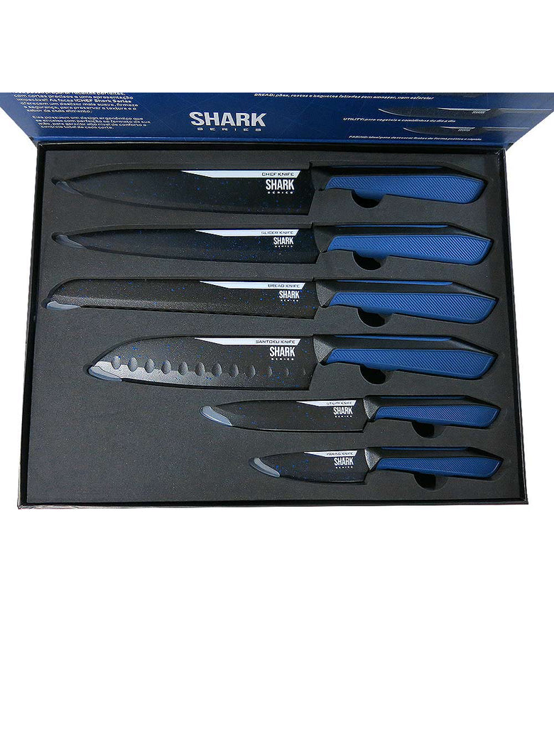 Conjunto de Facas Ichef Polishop - Shark Series - Special Cut - Blue Duo
