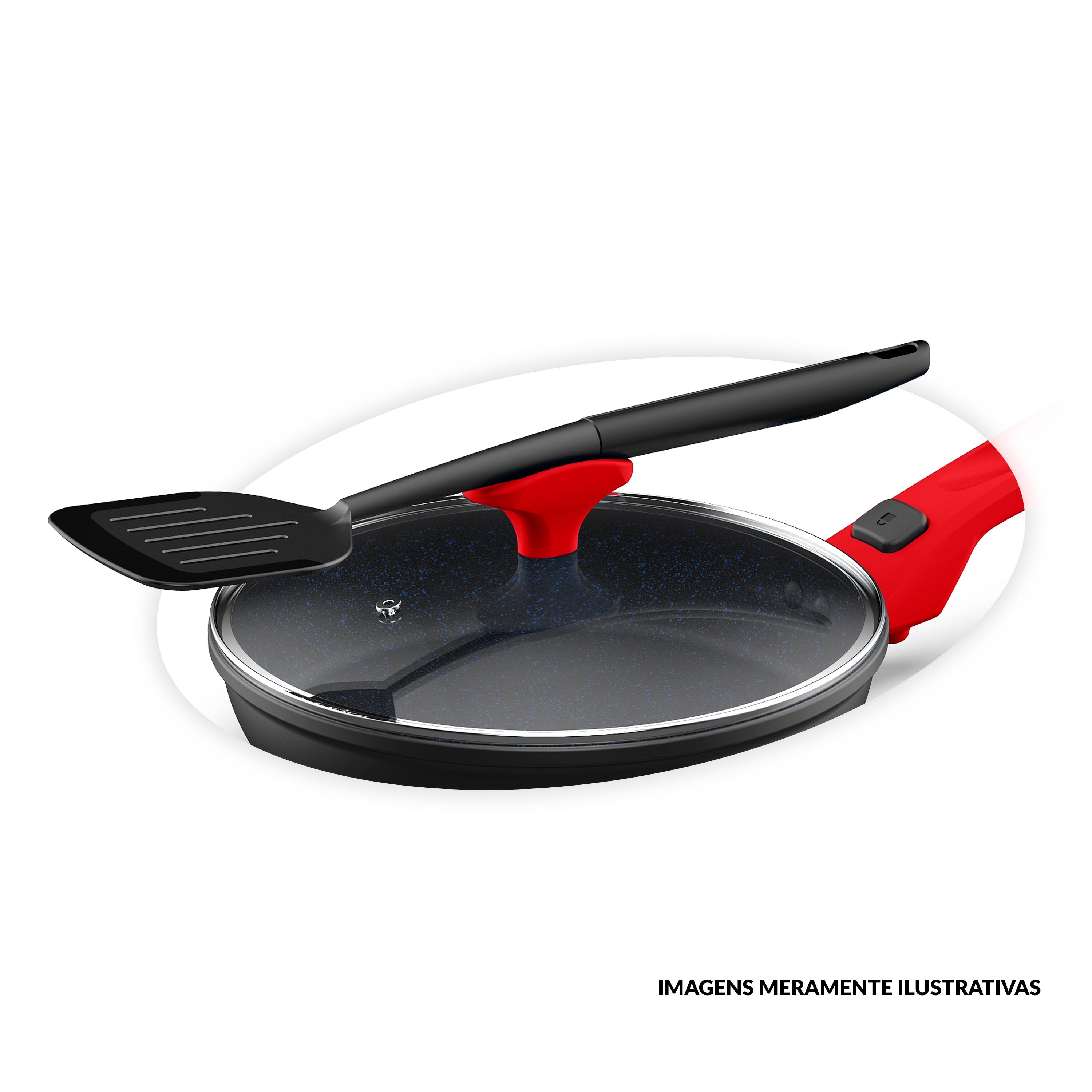 Tampa de Vidro Ichef Polishop - Shark Series - 20Cm - Vermelha - Vermelho