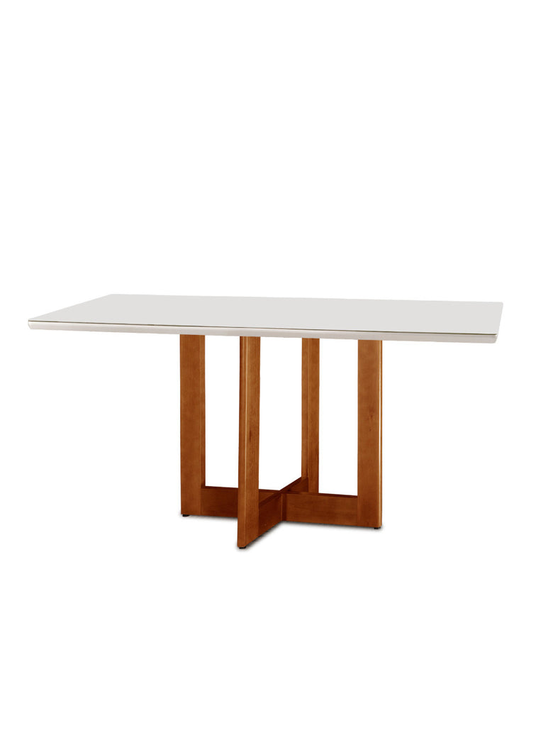 Mesa para Sala de Jantar Patros 120cm Madeira com Vidro Moderna Mobília