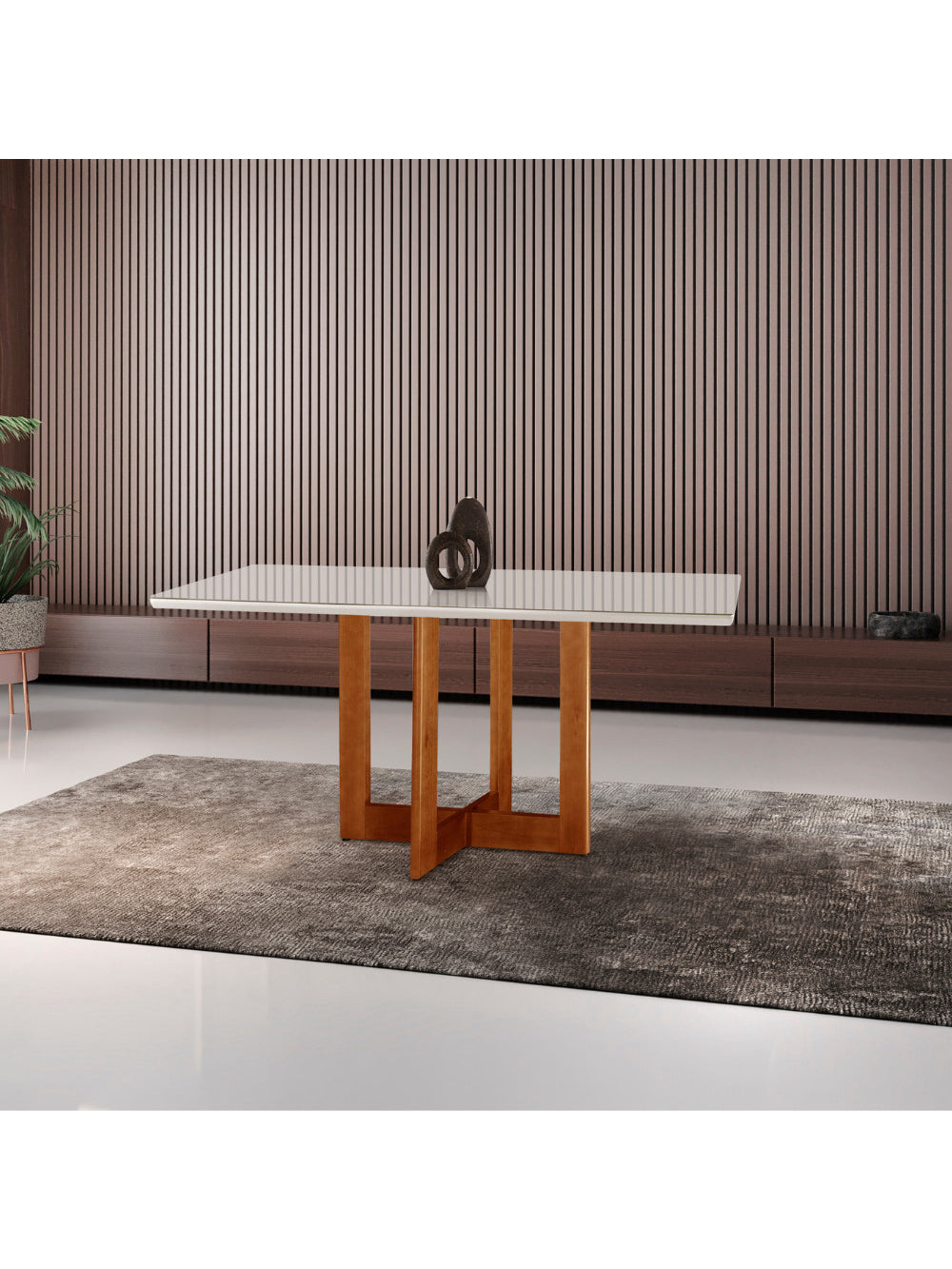 Mesa para Sala de Jantar Patros 120cm Madeira com Vidro Moderna Mobília