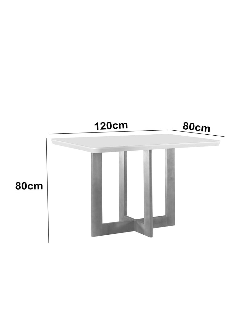 Mesa para Sala de Jantar Patros 120cm Madeira com Vidro Moderna Mobília
