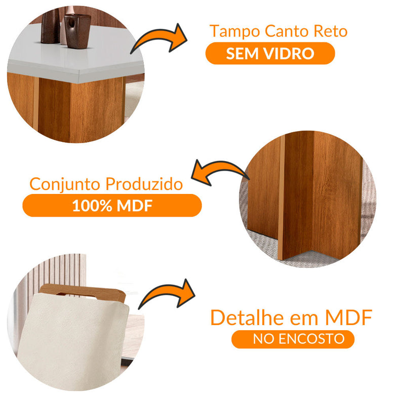 Conjunto Sala de Jantar Mesa Olimpia 120 Cm em MDF e 4 Cadeiras Athenas