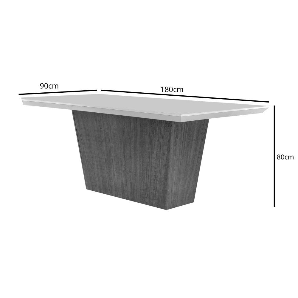 Conjunto Sala de Jantar Mesa Aida 180 cm com Vidro e 6 Cadeiras Lunara