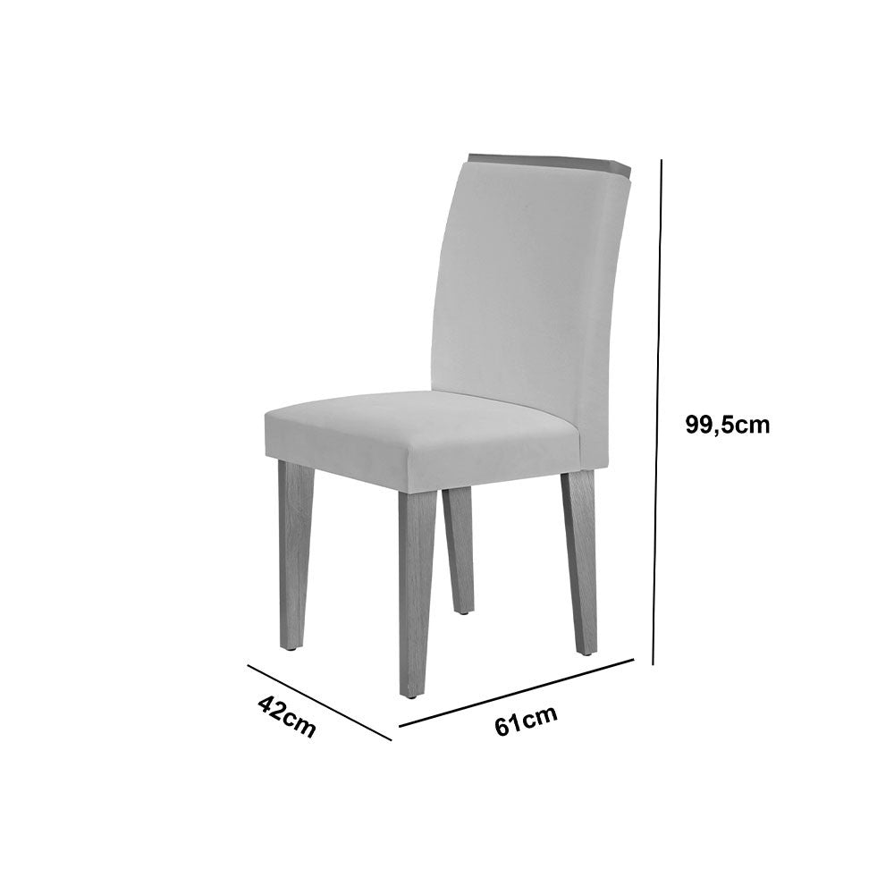 Conjunto Sala de Jantar Mesa Aida 180 cm com Vidro e 6 Cadeiras Lunara
