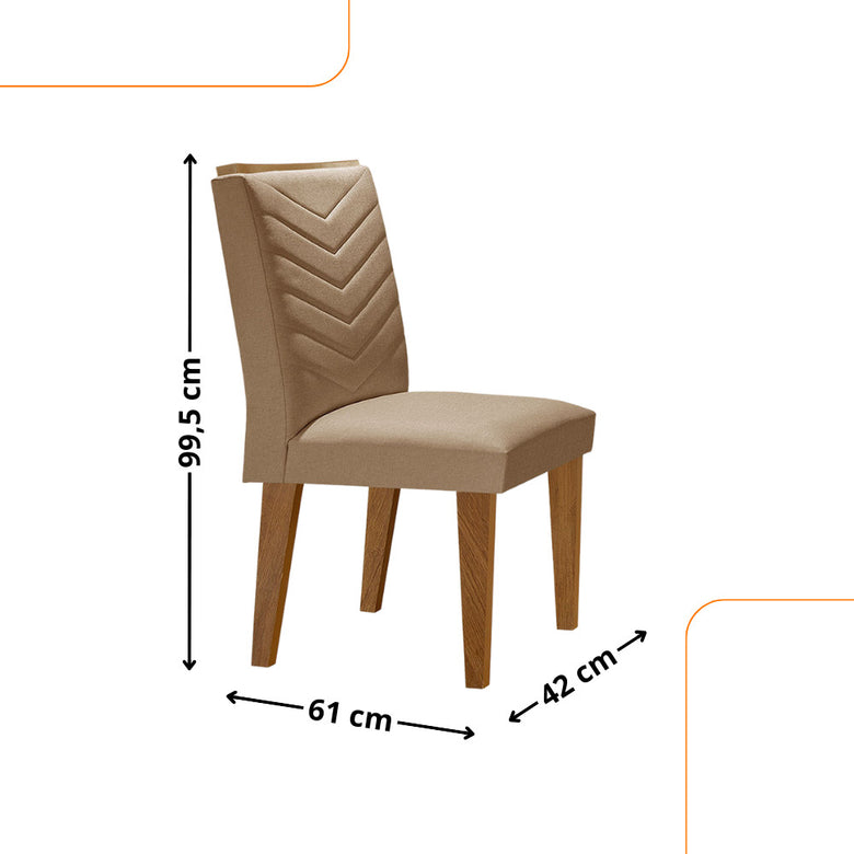 Conjunto Sala de Jantar Mesa Liz 180 cm com Vidro e 6 Cadeiras Liz