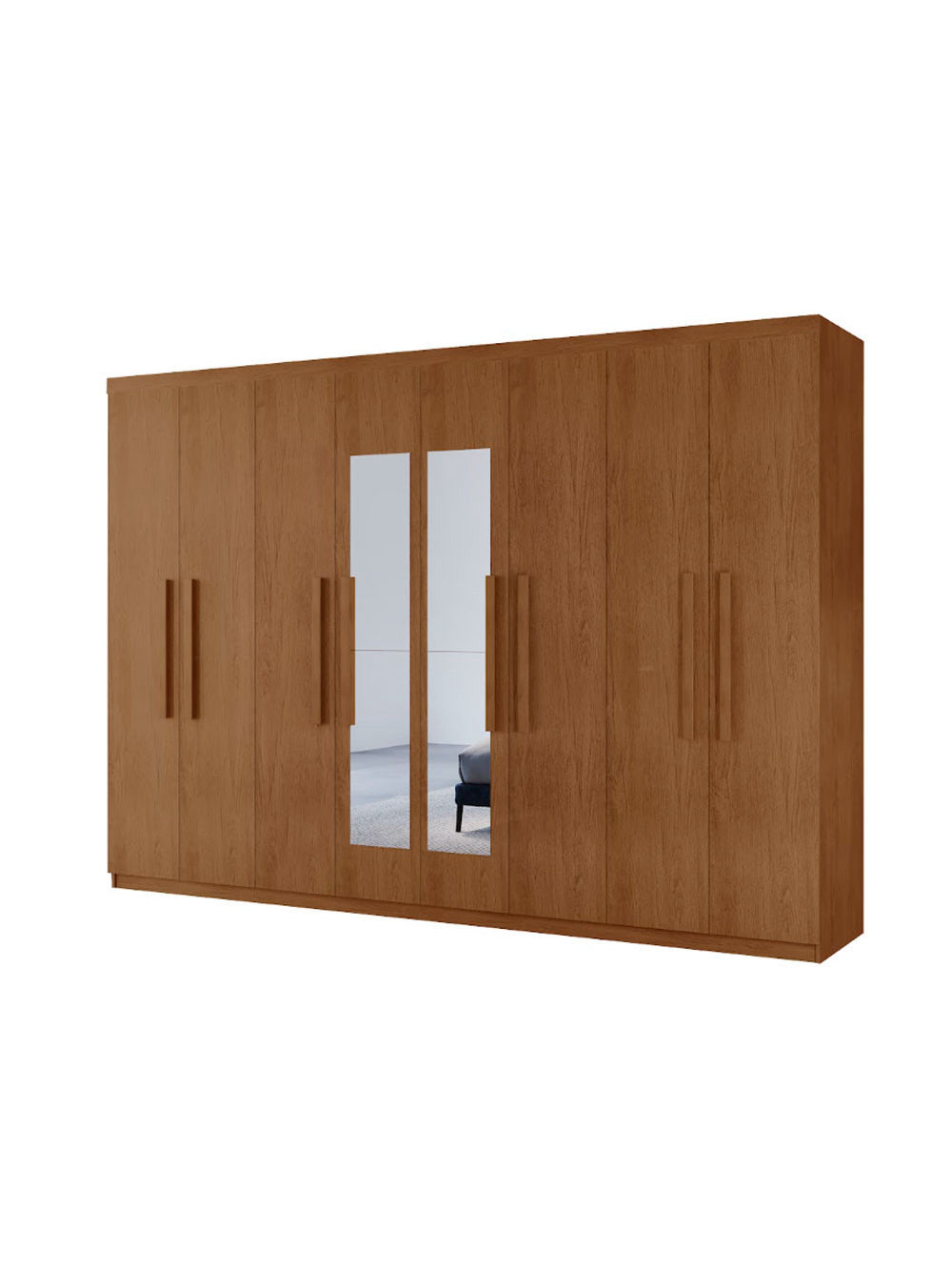 Guarda Roupa Casal Hera Premium com Espelho 8 Portas e 4 Gavetas MDF Moderna