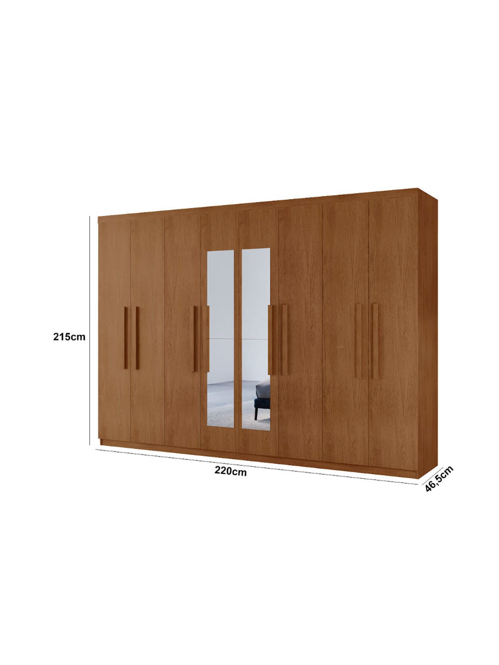 Guarda Roupa Casal Hera Premium com Espelho 8 Portas e 4 Gavetas MDF Moderna
