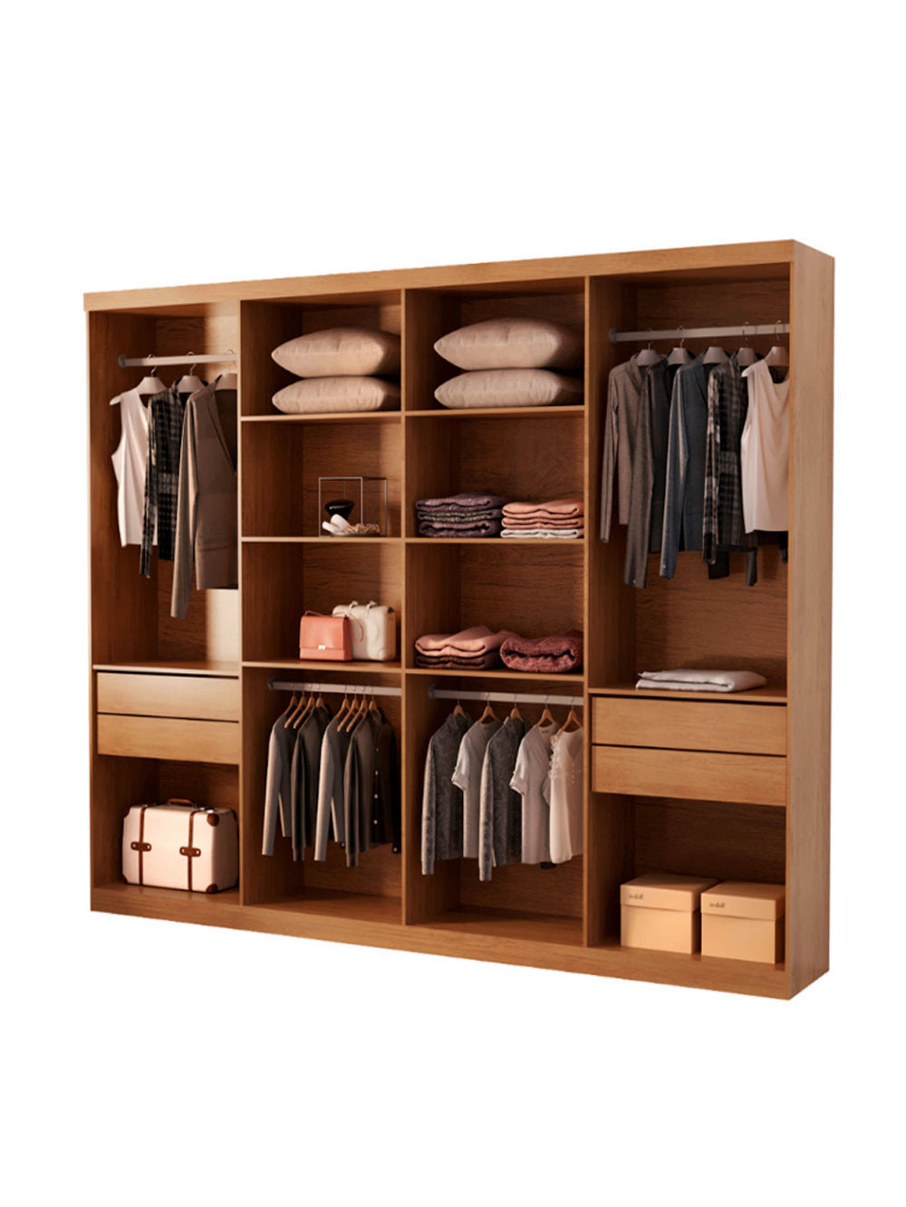 Guarda Roupa Casal Hera Premium com Espelho 8 Portas e 4 Gavetas MDF Moderna