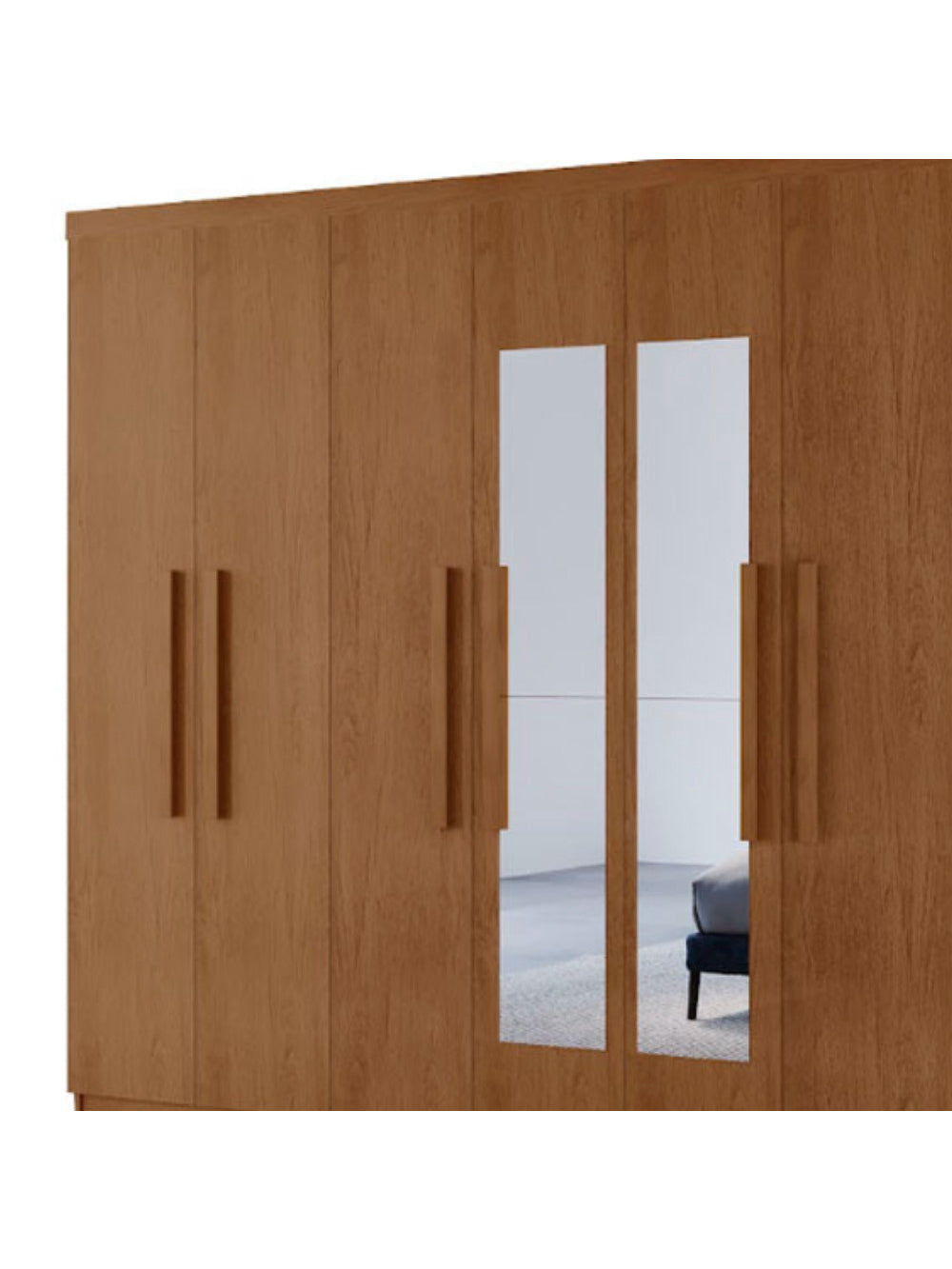 Guarda Roupa Casal Hera Premium com Espelho 8 Portas e 4 Gavetas MDF Moderna