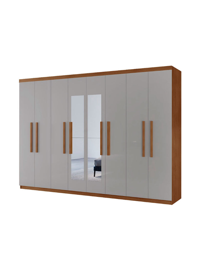 Guarda Roupa Casal Hera Premium com Espelho 8 Portas e 4 Gavetas MDF Moderna