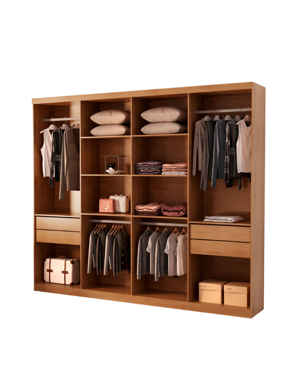 Guarda Roupa Casal Hera Premium com Espelho 8 Portas e 4 Gavetas MDF Moderna