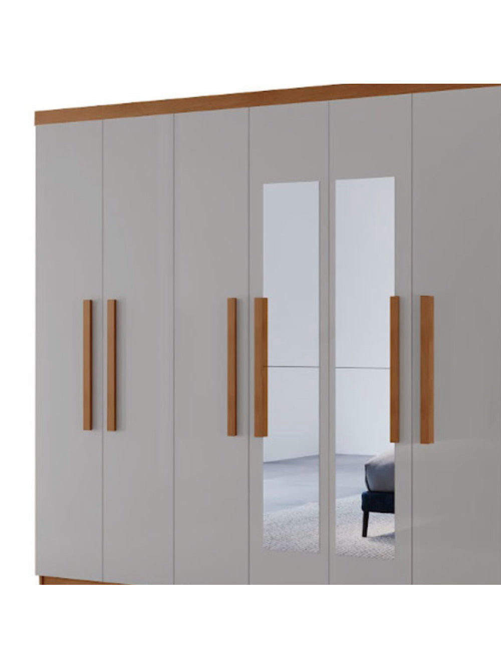 Guarda Roupa Casal Hera Premium com Espelho 8 Portas e 4 Gavetas MDF Moderna