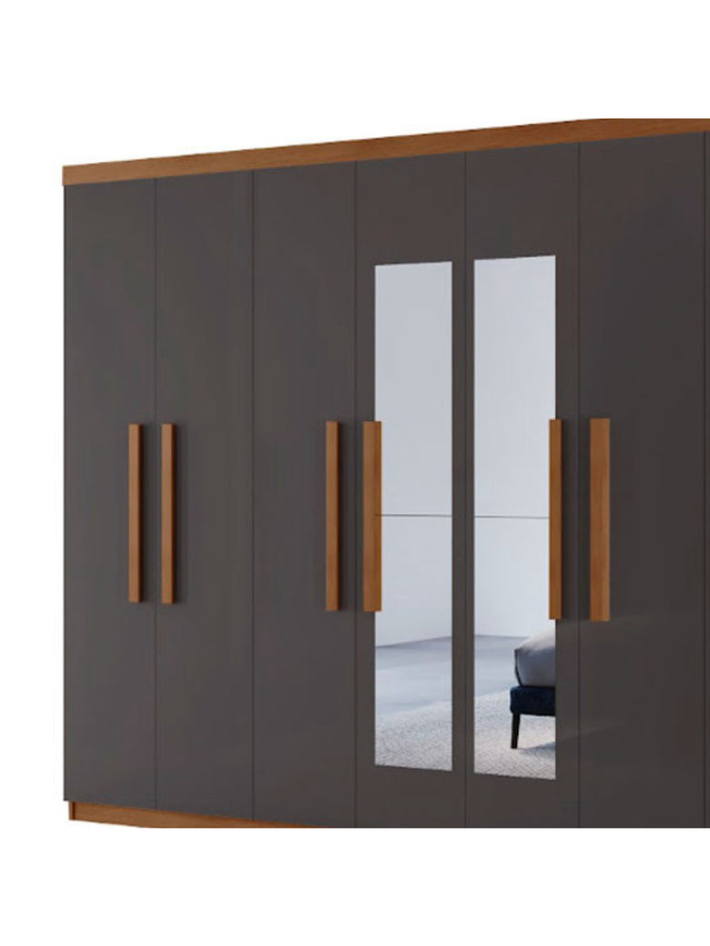 Guarda Roupa Casal Hera Premium com Espelho 8 Portas e 4 Gavetas MDF Moderna
