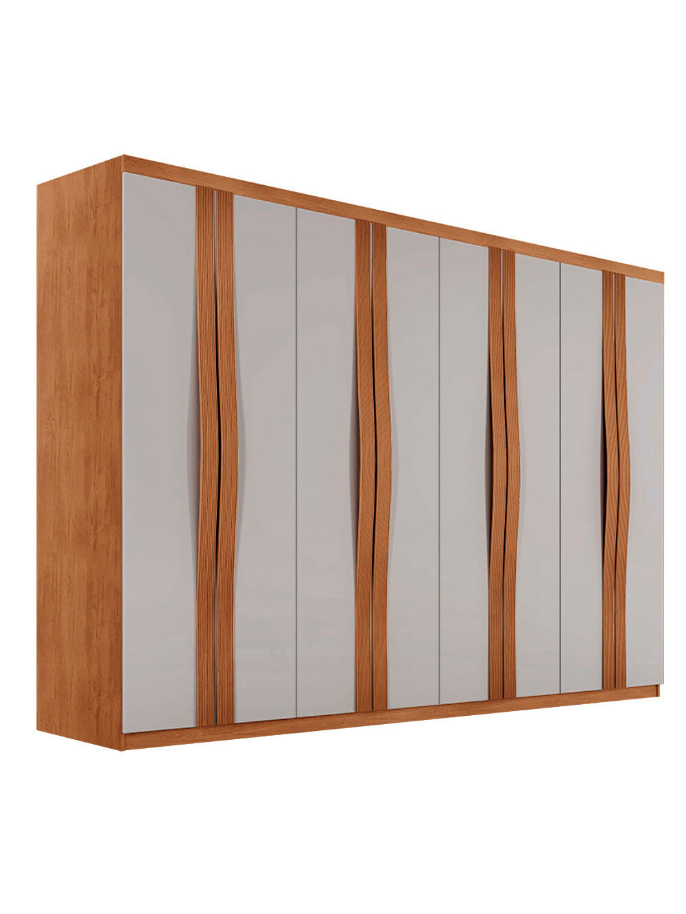 Guarda Roupa Casal Dunas com 8 Portas e 4 Gavetas MDF Moderna - Naturalle/Off White