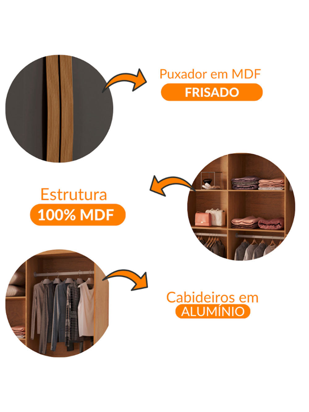 Guarda Roupa Casal Dunas com 8 Portas e 4 Gavetas MDF Moderna