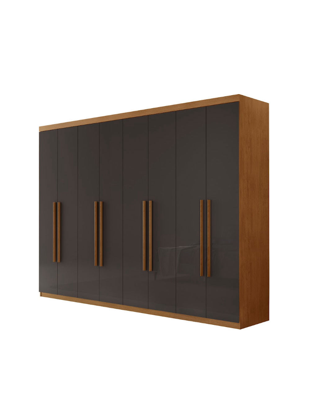 Guarda Roupa Casal Heros com 8 Portas e 4 Gavetas MDF Moderna - Naturalle Grafite