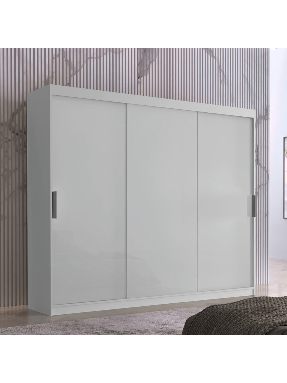 Guarda Roupa Casal Vitor em MDF com 3 Portas e 6 Cabideiros Moderna - Branco