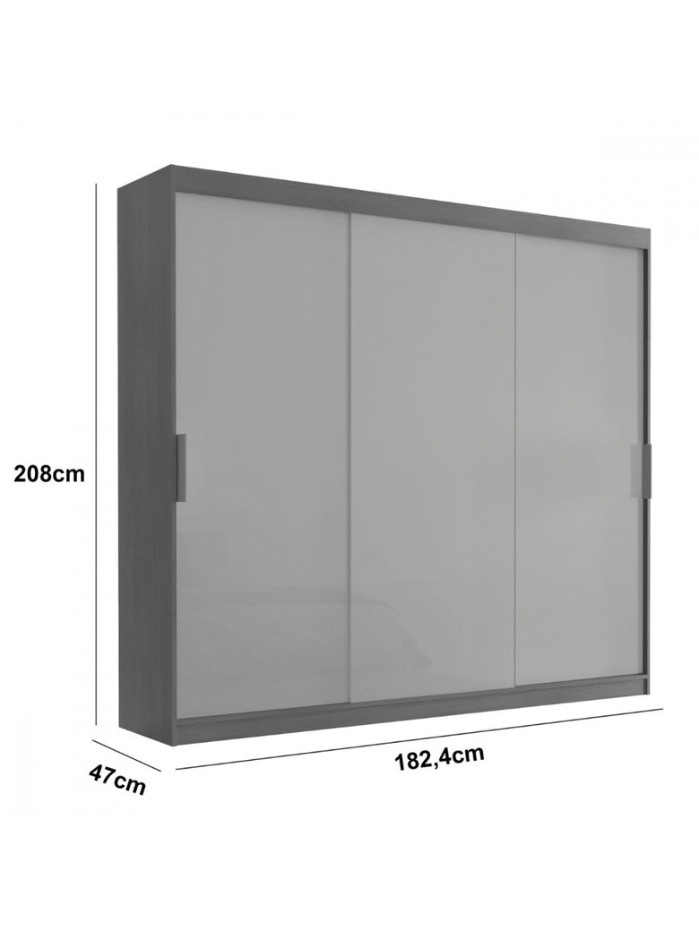 Guarda Roupa Casal Vitor em MDF com 3 Portas e 6 Cabideiros Moderna