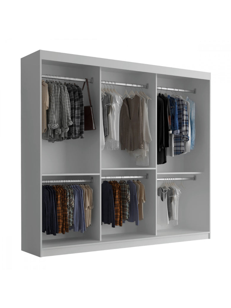 Guarda Roupa Casal Vitor em MDF com 3 Portas e 6 Cabideiros Moderna