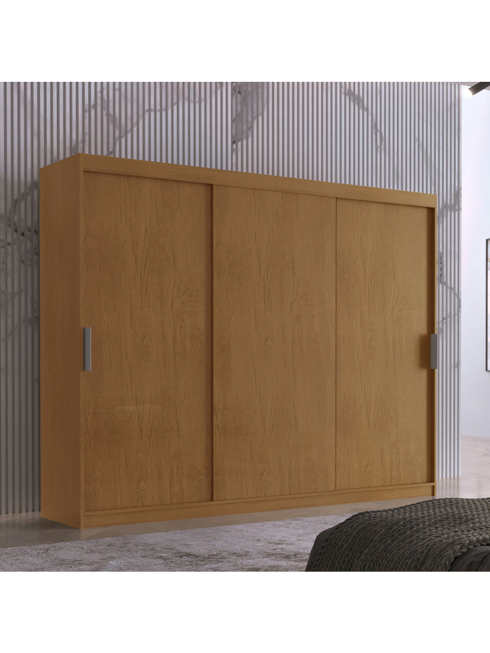 Guarda Roupa Casal Vitor em MDF com 3 Portas e 6 Cabideiros Moderna - Naturalle