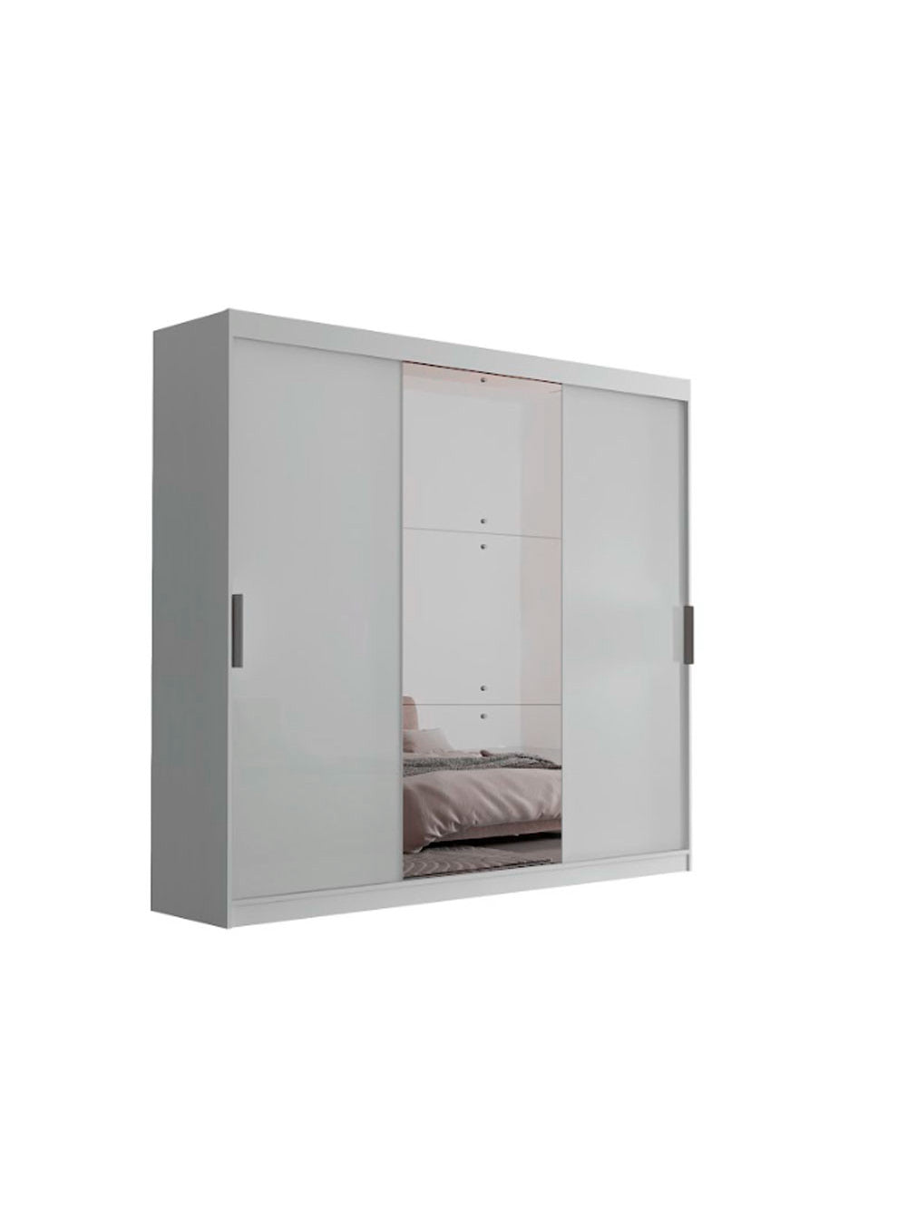Guarda Roupa Casal Vitor Premium com 3 Portas com Espelho e 6 Cabideiros Moderna - Naturalle