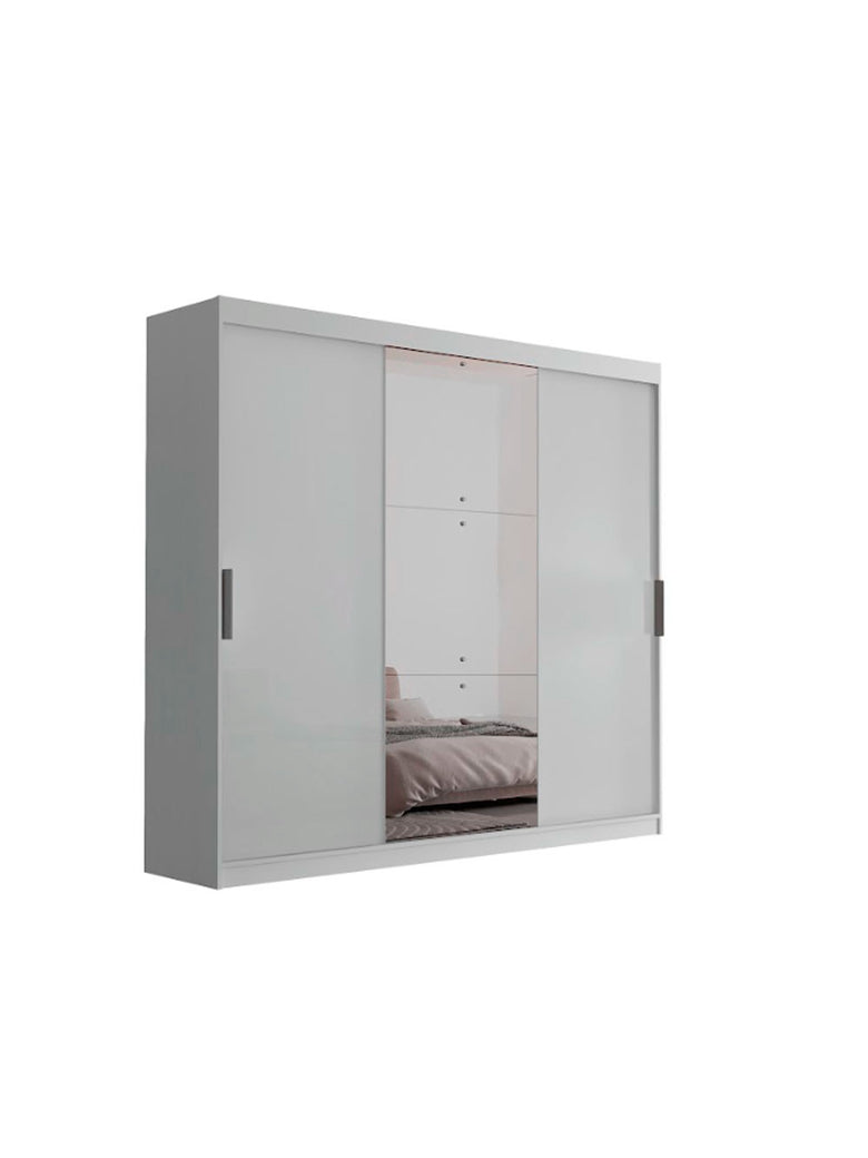 Guarda Roupa Casal Vitor Premium com 3 Portas com Espelho e 6 Cabideiros Moderna